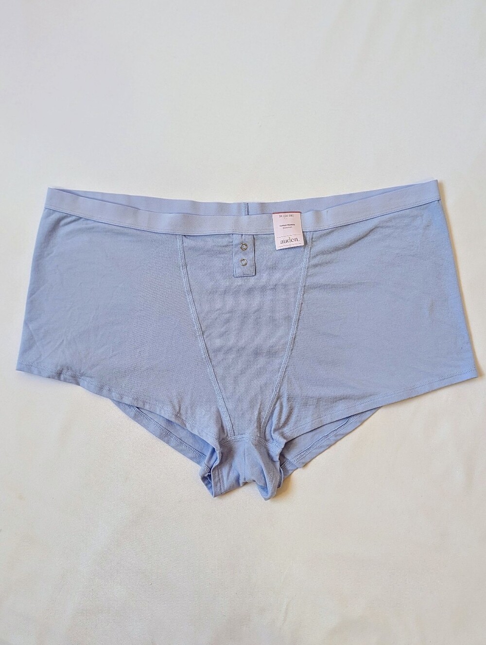 Auden Women's Boyshort Underwear 3X 24-26 Light Blue Cotton Stretch NWT